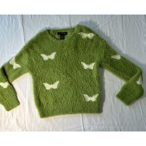 Coco And Shay Sweater Green Shag Butterfly Med Soft Girl Romantic Fairy Coquette